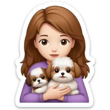 Girl holding shitzu sticker