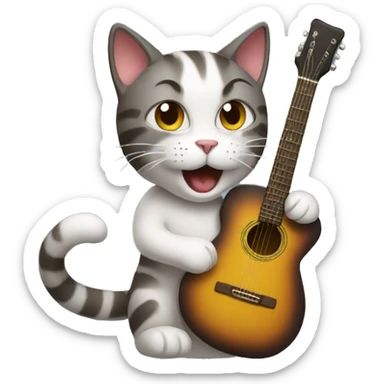 cat playing guitar sticker