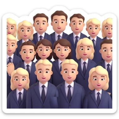 group of people in business suits, no dark-skinned individuals, with various neutral emotions sticker