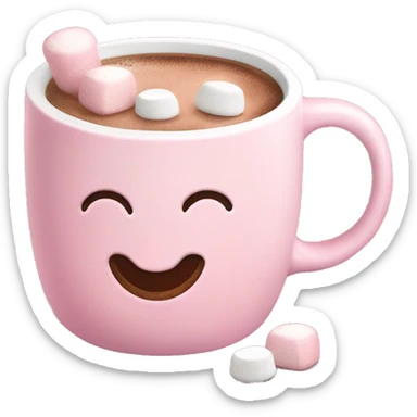 Light Pink mug of hot chocolate with marshmallows  sticker