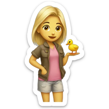 Girl with duck sticker