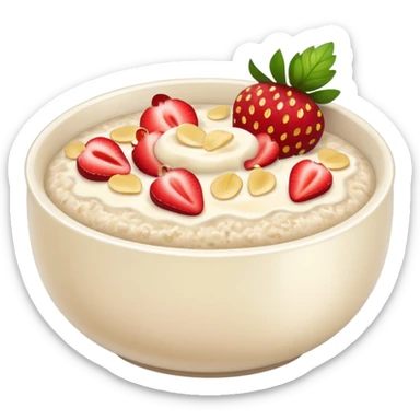 A bowl of porridge with strawberries  sticker
