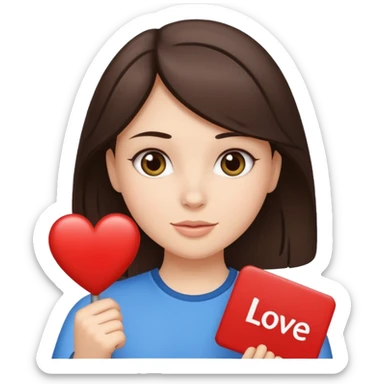 brunette girl holds a sign in her hand that says "I love Sami" sticker