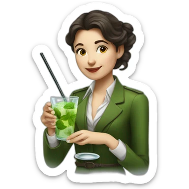 argentine girl sherlock holmes drinking mojito sticker