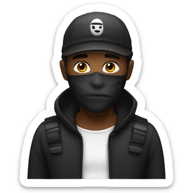 Robber emoji with black and white prison uniform sticker