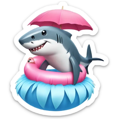Shark with a flamingo floaty sticker