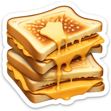 Half-eaten kaas tosti with cheese strings stretching sticker
