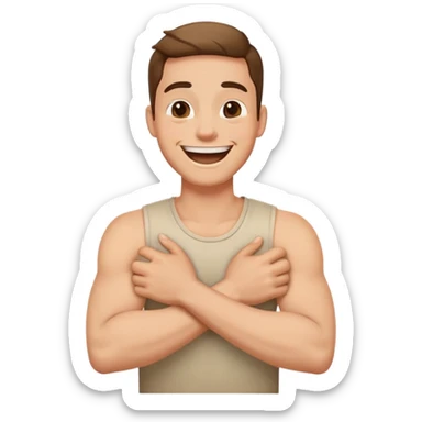 arms crossing holding neck laughing guy sticker