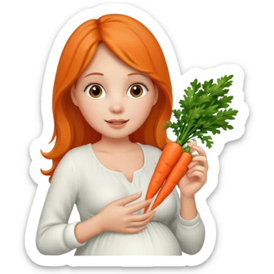 pregnant woman with wedding ring eating carrots sticker