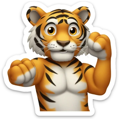 Tiger holding up hand making a claw sticker