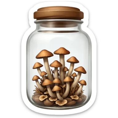 Tiny dried mushrooms in a jar sticker