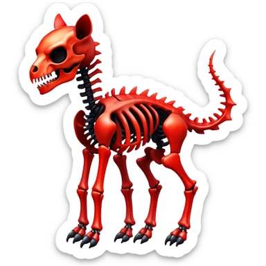 A black and red gradient epic shiny cool edgy skeletal animal, full body sticker