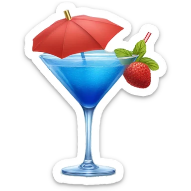 Blue Cocktail drink with a red mini-parasol sticker