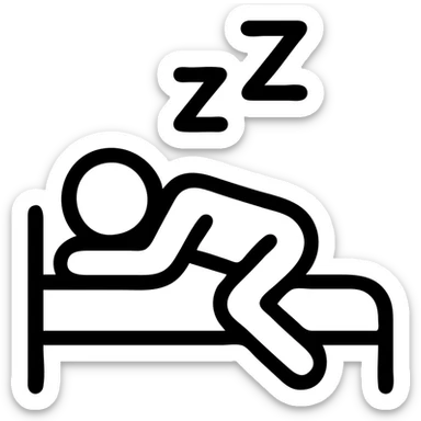 a person sleeping on their slide, simple and clear lines, icon style sticker