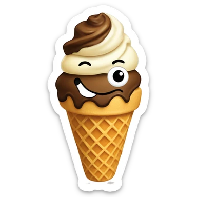 coffee ice cream in a waffle cone sticker
