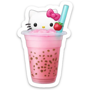 Hello kitty bubble tea sticker