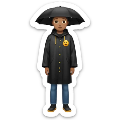 black Raincoat Pedestrian  sticker