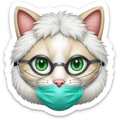 doctor cat, surgical mask sticker