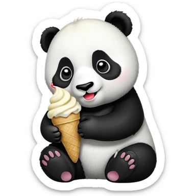 Panda eating ice cream sticker