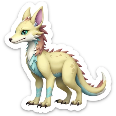 Feral Rare Fantasy cute pastel Vernid-Sergal-animal-creature-hybrid by LiLaiRa, markings, tufted ears, full body sticker