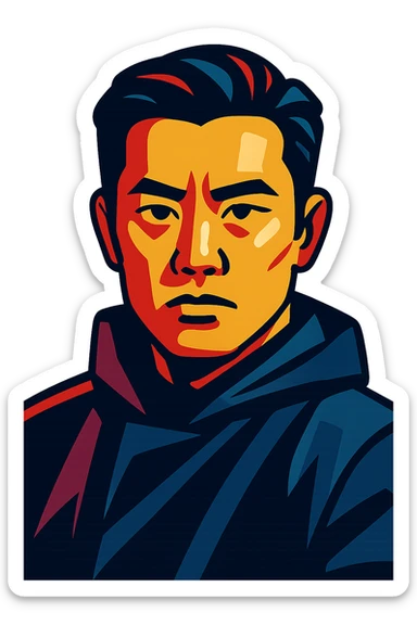 Portrait of the person in a vibrant toon style, colorful cartoon, expressive and lively, with a transparent background. sticker