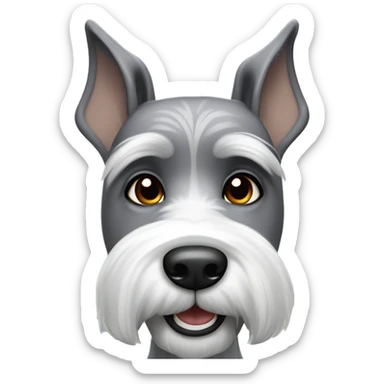 Happy gray and white schnauzer with pointy ears sticker