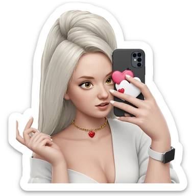 girl holding heart necklace sticker