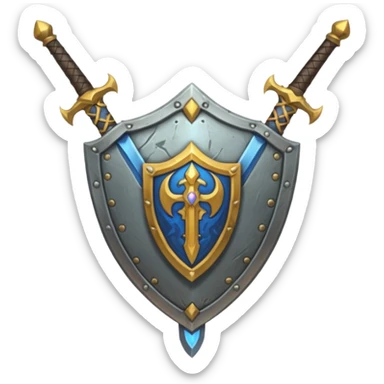 sword and shield, world of war craft style sticker