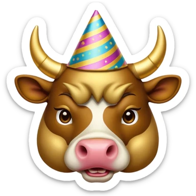 New Year's dressed bull emoji sticker