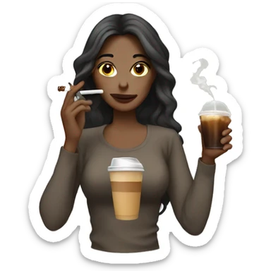 smoking with an iced coffee white girl sticker