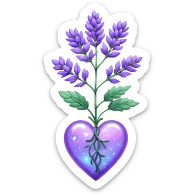 create a holographic lavender plant that wraps around a lavender colored heart sticker