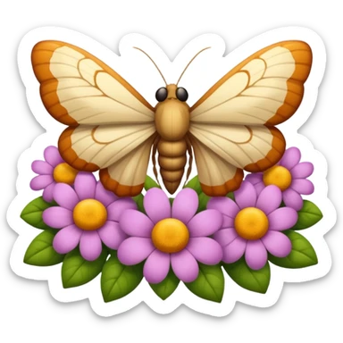 moth sleeping inside flower like bed sticker