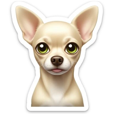 Dark cream chihuahua with light green eyes and big ears sticker