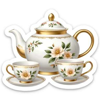 A teapot and teacup set for English afternoon tea. sticker
