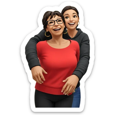 smiling girl with christmas joy sticker