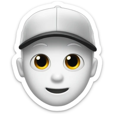 ghost emoji with a black baseball cap and short hair sticking out sticker