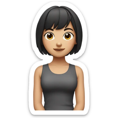 Cute yoga girl with dark hair and bangs sticker