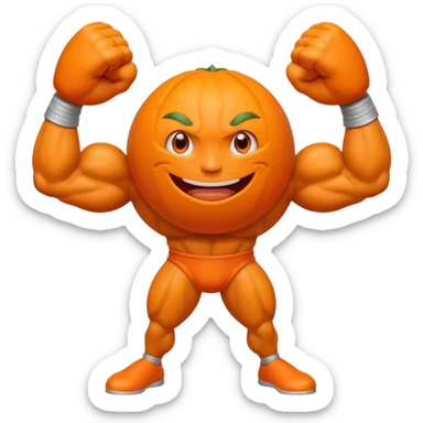  orange  with a face  had strong arms and legs sticker