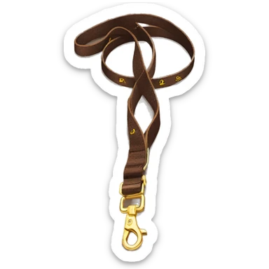 Brown dog leash with golden carabiner and strap  sticker
