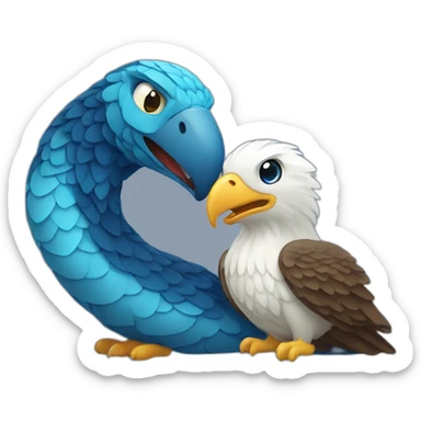 Two animals blue snake and eagle in love sticker