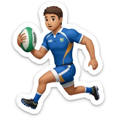 Rugby player with ball running sticker