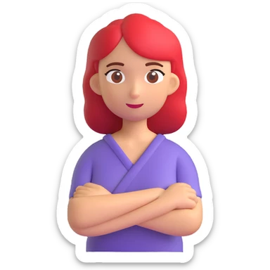 a woman crossing her arms, 3d emoji style sticker