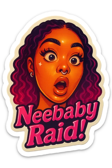 Surprised 
add the words Neebaby Raid!  in pink  sticker