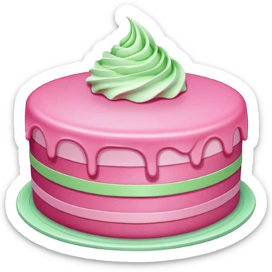 Pink cake with green cream sticker
