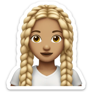 Light skin girl with knotless braids  sticker