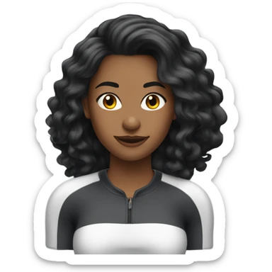 A really pretty woman long black blowdried hair wearing a gym outfit  sticker