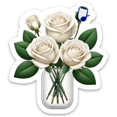 White rpse boquet and an airpods sticker