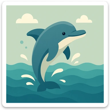 Flat design style dolphin in the water sticker