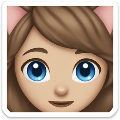 Heart face emoji brown hair blue eyes cat ears sticker