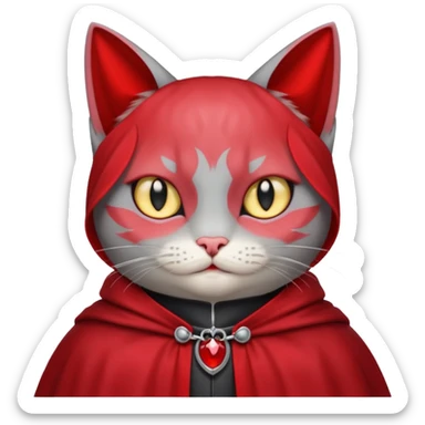 grey cat-vampire-in-red-collar-cloak sticker
